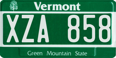 VT license plate XZA858