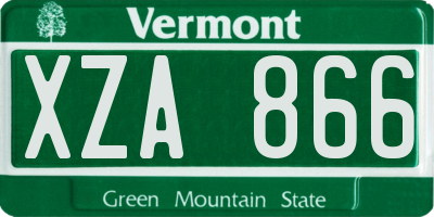 VT license plate XZA866