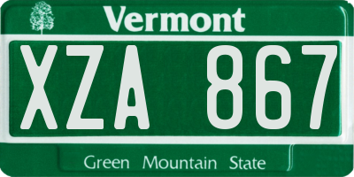 VT license plate XZA867