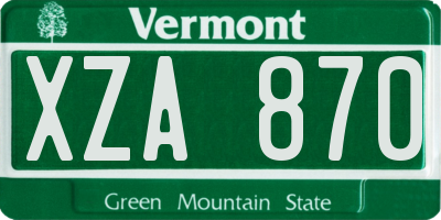 VT license plate XZA870