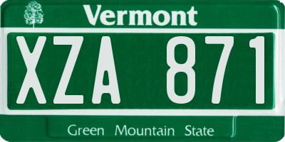 VT license plate XZA871