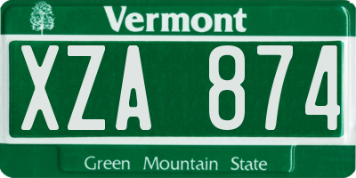 VT license plate XZA874