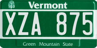 VT license plate XZA875