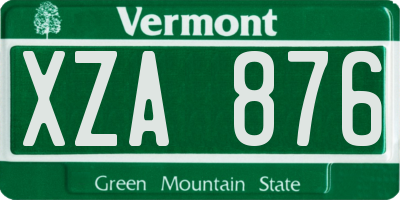 VT license plate XZA876