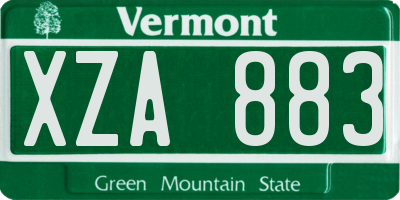 VT license plate XZA883