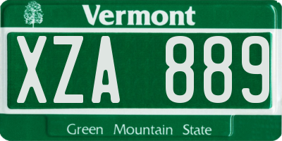 VT license plate XZA889