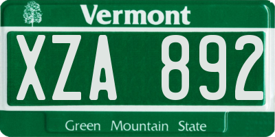 VT license plate XZA892