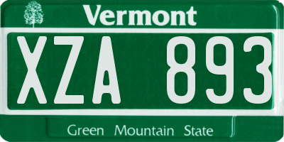 VT license plate XZA893