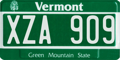 VT license plate XZA909