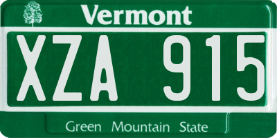 VT license plate XZA915