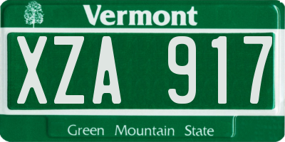 VT license plate XZA917