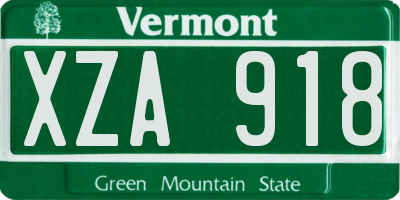 VT license plate XZA918