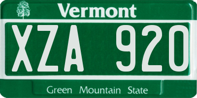 VT license plate XZA920