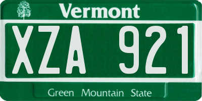 VT license plate XZA921