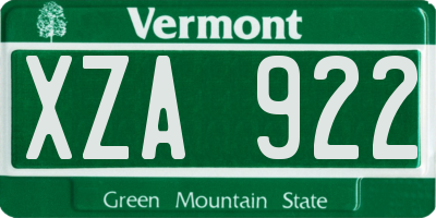 VT license plate XZA922