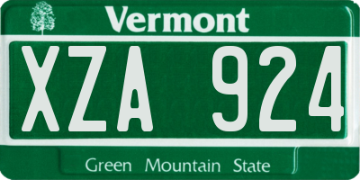 VT license plate XZA924