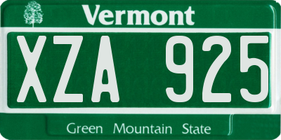VT license plate XZA925