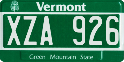 VT license plate XZA926