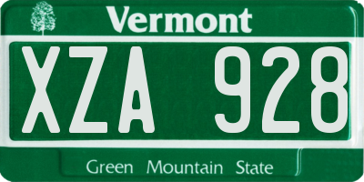 VT license plate XZA928