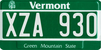 VT license plate XZA930
