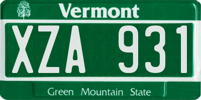 VT license plate XZA931