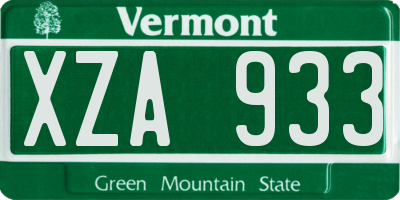 VT license plate XZA933