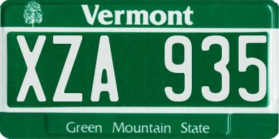 VT license plate XZA935