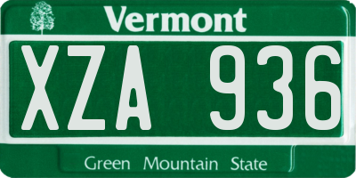VT license plate XZA936