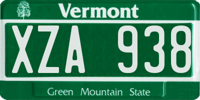 VT license plate XZA938