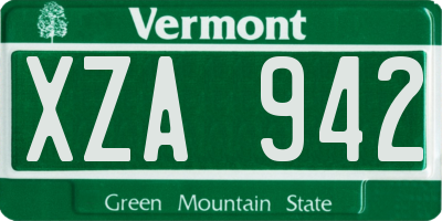 VT license plate XZA942