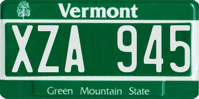 VT license plate XZA945