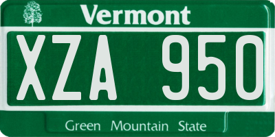 VT license plate XZA950