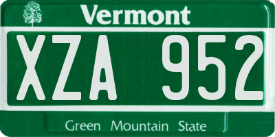 VT license plate XZA952