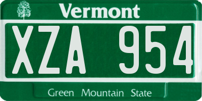 VT license plate XZA954