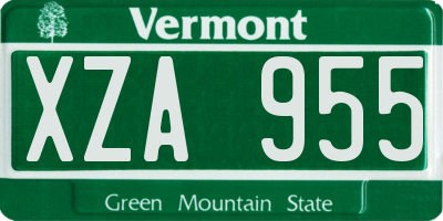VT license plate XZA955