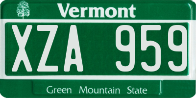 VT license plate XZA959