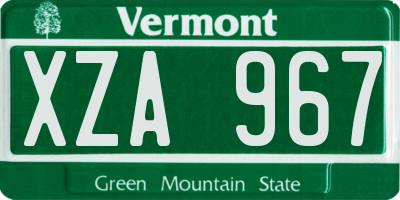 VT license plate XZA967