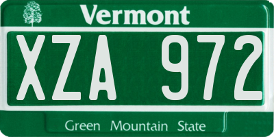 VT license plate XZA972