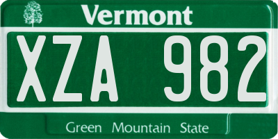 VT license plate XZA982