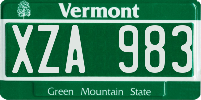 VT license plate XZA983