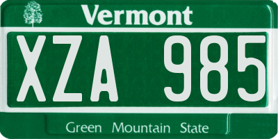 VT license plate XZA985
