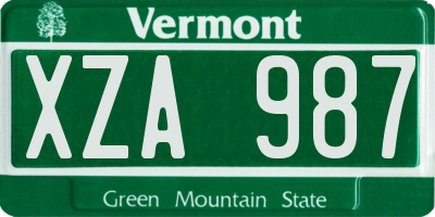 VT license plate XZA987