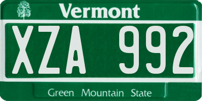 VT license plate XZA992
