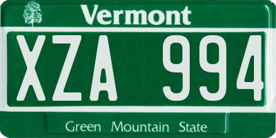 VT license plate XZA994