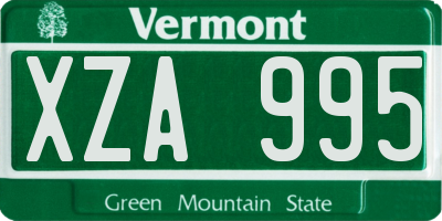 VT license plate XZA995