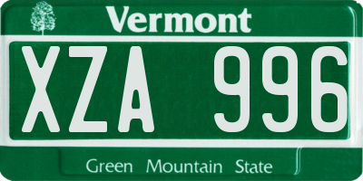 VT license plate XZA996