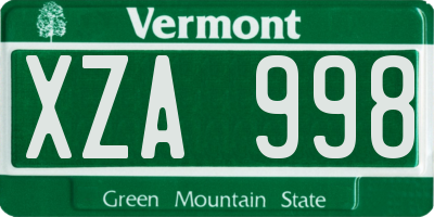 VT license plate XZA998