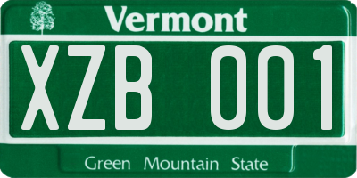 VT license plate XZB001