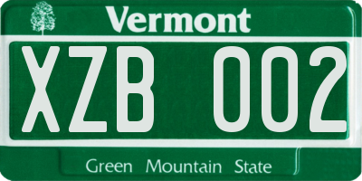 VT license plate XZB002