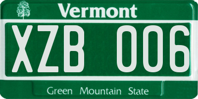 VT license plate XZB006